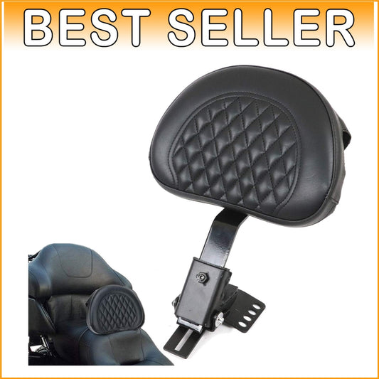 Custom Leather Rider Backrest with Storage Pouch for Road King & Street Glide