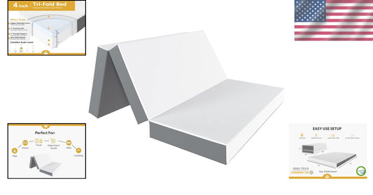 Luxury Gel Memory Foam Trifold Mattress with Washable Cover - Full Size Comfort