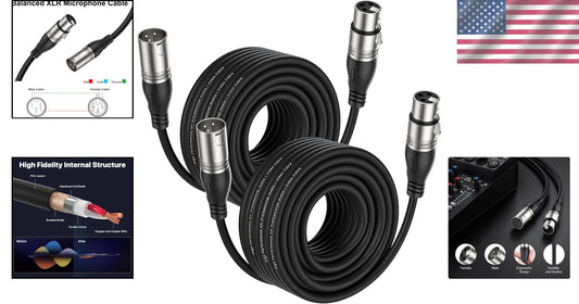 50ft 2 Pack XLR Cables - Flexible, High-Quality 3-Pin Balanced Microphone Wire