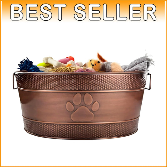 Indestructible Copper Galvanized Dog Toy Bin - Stylish 25 Qt Storage Solution