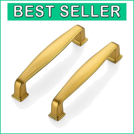 20 Brushed Brass Cabinet Handles - 3-3/4 Inch Pulls for Elegant Kitchen Upgrades
