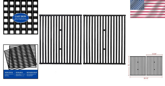 Broil King-Compatible 15" Cast Iron Grill Grates – 2 PCS for Superior Cooking