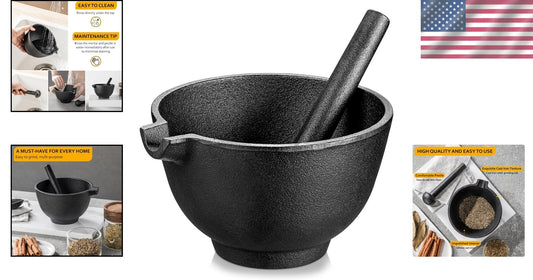 6.5 Inch Pestle and 3 Cup Mortar - Effortless Spice Grinding for Gourmet Recipes