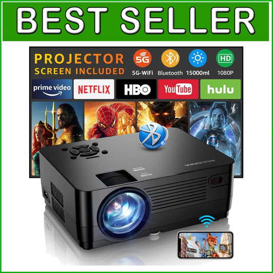 Full HD Projector with 5G WiFi & 100" Screen - Perfect for Home Theater & Gaming