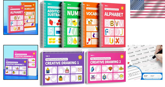 Colorful 3D Groove Writing Practice Set for Kids - Essential Early Learning Tool