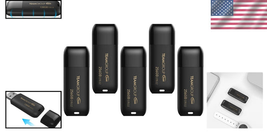 C175 5-Pack USB 3.2 Drives - 256GB Each, 100MB/s, Plug and Play Convenience