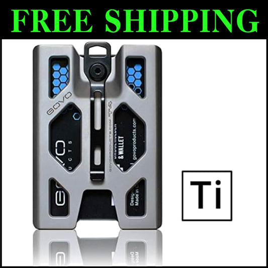 Water-Resistant Titanium ID Card Holder with Spring-Loaded 4 Card Capacity Clip