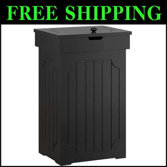 Eco-Friendly 13-Gallon Wooden Dog-Proof Trash Can for Modern Kitchens