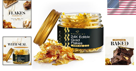 Luxury 24K Edible Gold Flakes - 400mg for Baking, Crafts & Makeup Enhancements