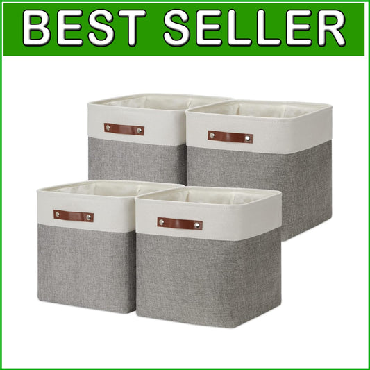 Elegant 13-Inch Foldable Linen Storage Cubes - 4 Pack for Stylish Organization