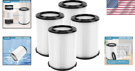 QwikLock VF4000 Filter Replacement - Washable 4-Pack for Ridgid/Husky Vacuums