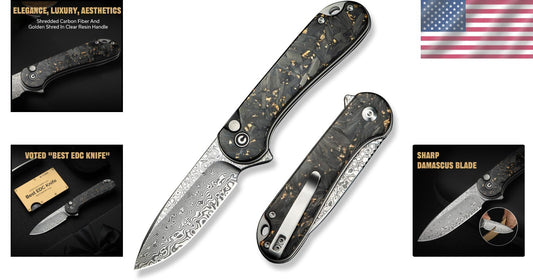 Elegant 2.96" Damascus Blade Knife with Deep Carry Clip for EDC Enthusiasts
