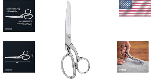 Ergonomic 8" Stainless Steel Fabric Scissors with Ambidextrous Handle and Sheath