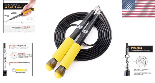Rope Master Adjustable Jump Rope with Neoprene Grip for Ultimate Speed Training