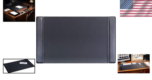 Luxury Leather Desk Mat with Side Rails - Elegant Office Surface Protector