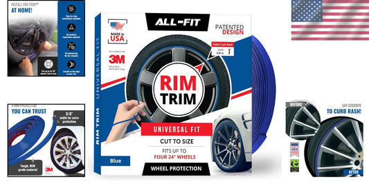 DIY Rim Protector - Blue Exterior Trim for Curb Rash Prevention - Universal Fit