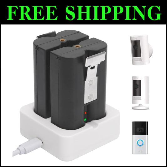 Complete 2-Pack 6040mAh Battery Solution with Charger for Ring-Doorbell & Cam