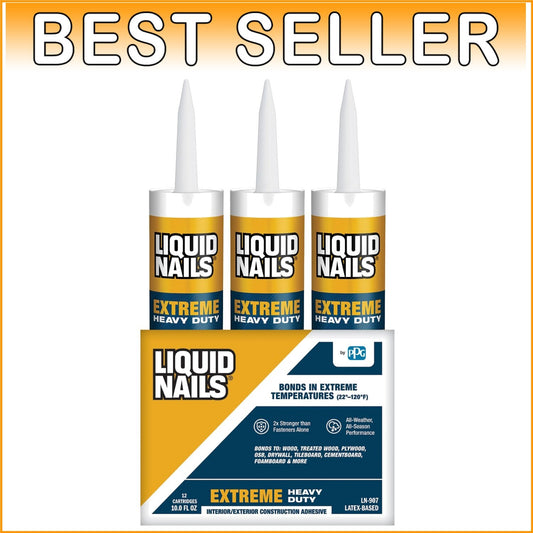 Extreme Heavy-Duty Latex Construction Adhesive, Low VOC - 10 oz, 12 Pack