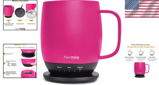 Compact and Stylish True Pink Smart Coffee Mug - Ideal Gift for Hot Drink Lovers