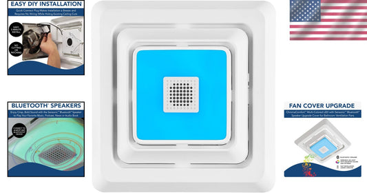 Customizable LED Bath Fan Cover with Wireless Bluetooth Speaker - Quick Install