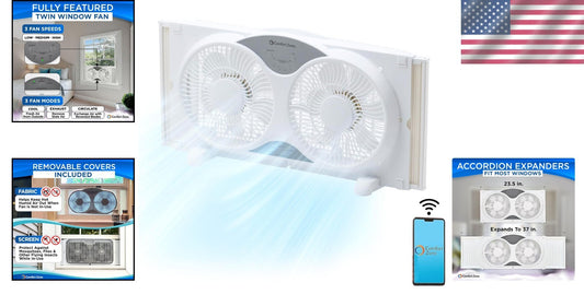 9" WiFi-Enabled Dual Reversible Window Fan with App Control & Bug Screen