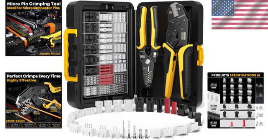 Professional Crimping Tool Kit with Wire Strippers and 29 Connector Types