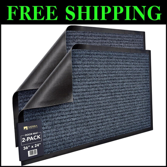 Water-Repellent Floor Mats in Steel Gray - 2-Pack | Indoor & Outdoor Doormats