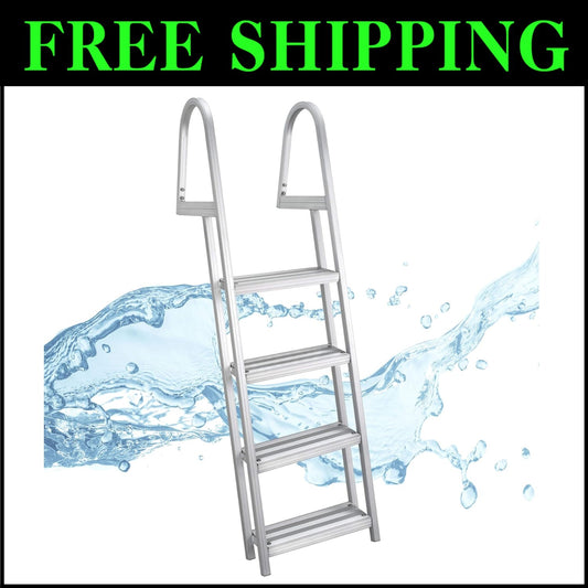 4-Step Removable Aluminum Boarding Ladder with Comfortable Steps & Handrails
