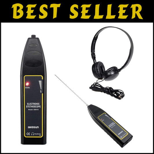 Ultrasonic Automotive Noise Finder Stethoscope with LED Signal Indicator - Black