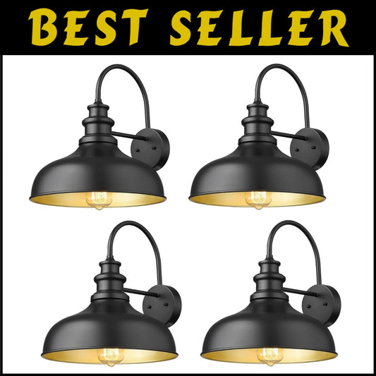 Farmhouse Gooseneck Barn Light Sconce in Black - Durable Entryway Illumination