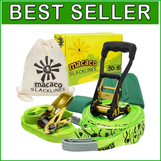 52ft Beginner-Friendly Slackline Kit with Training Line & Tree Protectors