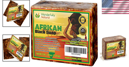 Raw Handcrafted African Black Soap - 5 lbs for Acne Prone & Sensitive Skin
