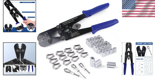 Versatile 1/8'' Wire Rope Crimping Tool Kit: Ideal for DIY & Outdoor Projects