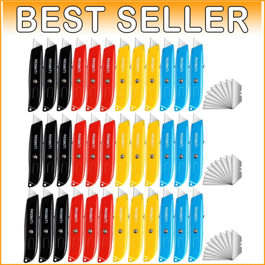 36 Pack Heavy-Duty Utility Knife Set - Retractable Box Cutter with Extra Blades