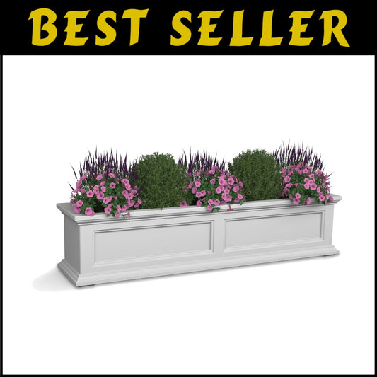 Versatile 4ft Self-Watering Planter Box - Matte White with Wall Mount Brackets