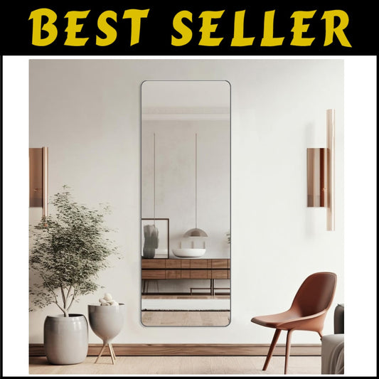 Modern 48"L x 18"W Full Length Mirror with Stainless Steel Frame - Easy Install