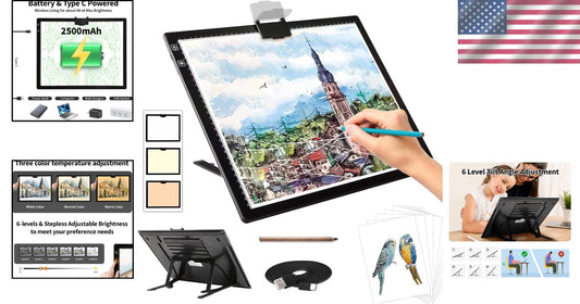 Portable A3 LED Light Pad with Magnetic Clip & Stepless Dimming Control
