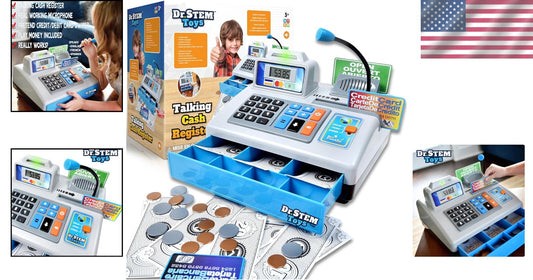 Durable Cash Register Play Set: 69 Pieces with Interactive Voice and Languages