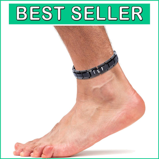 Handcrafted Elegant Black Titanium Magnetic Anklet for Men & Women - Gift Ready