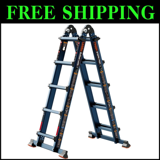 Versatile Anti-Slip 5 Step Aluminum Ladder - Folding Storage & 330 lbs Load