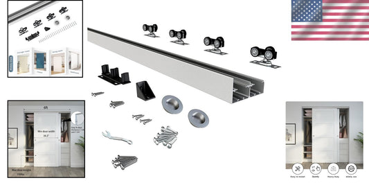 72" Aluminum Sliding Closet Door Hardware Set - Smooth & Quiet Operation