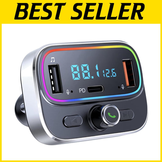 Bluetooth FM Transmitter with Dual Mics & Fast Charging - Hands-Free Car Kit