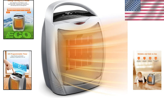 1500W Portable Space Heater with Digital Thermostat - Safe & Efficient Heating