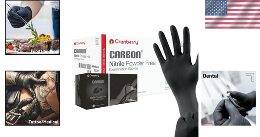 Durable 3.2 Mil Black Carbon Nitrile Exam Gloves, Large - 2000 Pack, Powder-Free