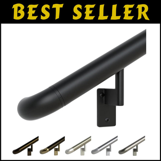3ft Aluminum ADA Compliant Handrail Kit - Satin Black - Indoor/Outdoor Safety