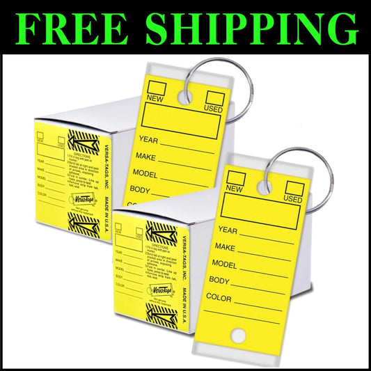 500 High-Quality Key Tags in Yellow with Chrome Rings - Tear-Proof & Waterproof