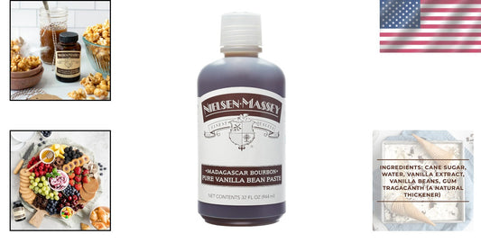 Pure Madagascar Bourbon Vanilla Bean Paste, 32 Oz - Ideal for Baking & Cooking