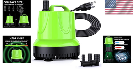 Efficient Submersible Pump for Fish Tanks, Ponds & Hydroponic Systems - 1100 GPH