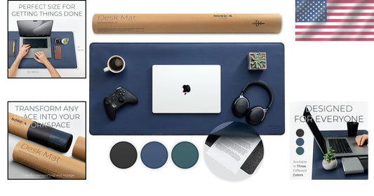 35x17 Inch Luxurious Desk Mat with Anti-Slip Features - Stylish Midnight Blue
