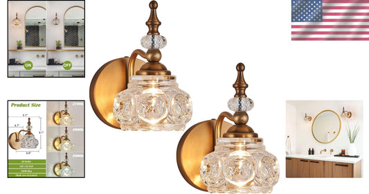 Elegant 2-Pack Brass Wall Sconces for Timeless Bathroom and Living Room Lighting